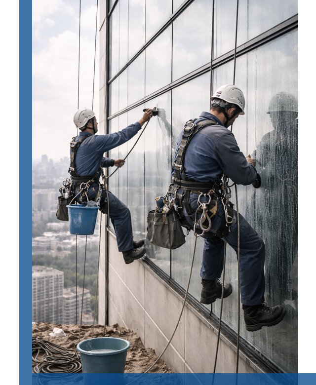 Профессиональная мойка фасадных окон альпинистами в Лыткарине