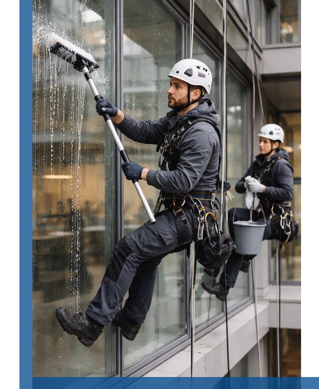 Профессиональная мойка витражей промышленными альпинистами в Лыткарине