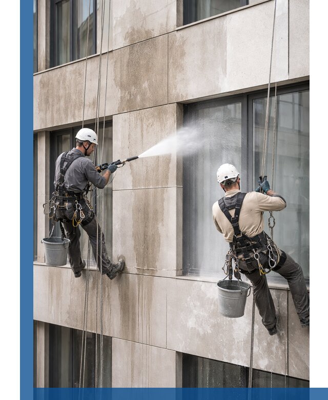 Послестроительная мойка фасада промышленным альпинизмом в Лыткарине