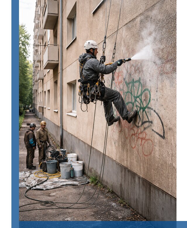 Удаление граффити с фасада в Лыткарине без следов и повреждений