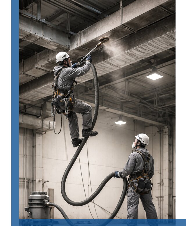 Обеспыливание потолочных конструкций в Лыткарине промышленным альпинизмом