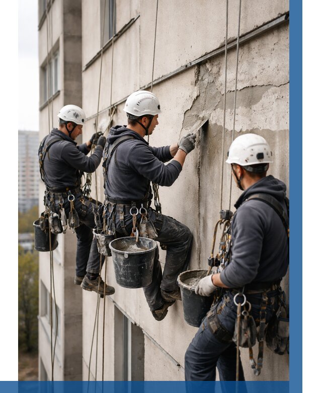 Ремонт бетонных элементов фасада в Лыткарине от 2561 р. | ВЫСОТНИК-Лтк