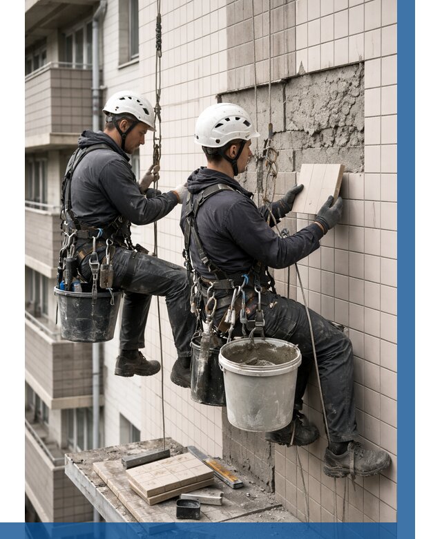 Ремонт облицовки фасада плиткой в Лыткарине от 1844 р. | ВЫСОТНИК-Лтк