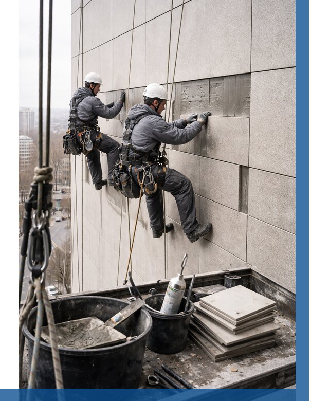 Ремонт фасада из керамогранита в Лыткарине от 2561 р. | ВЫСОТНИК-Лтк