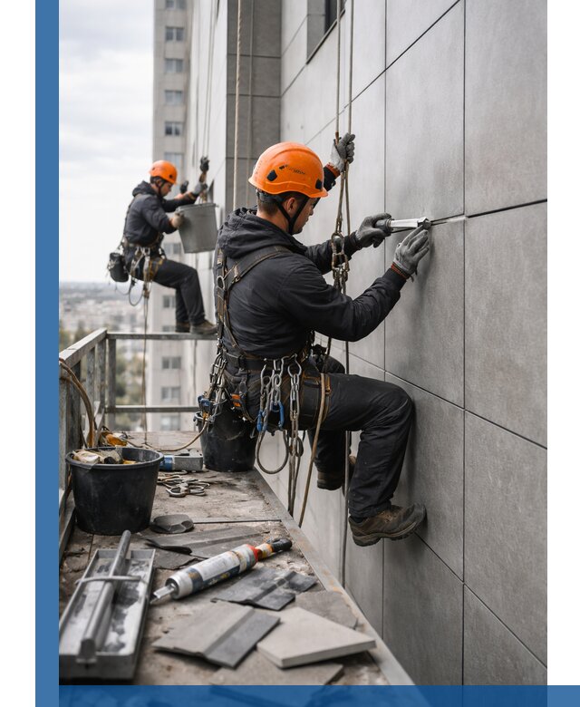 Профессиональный ремонт фасада из керамогранита в Лыткарине