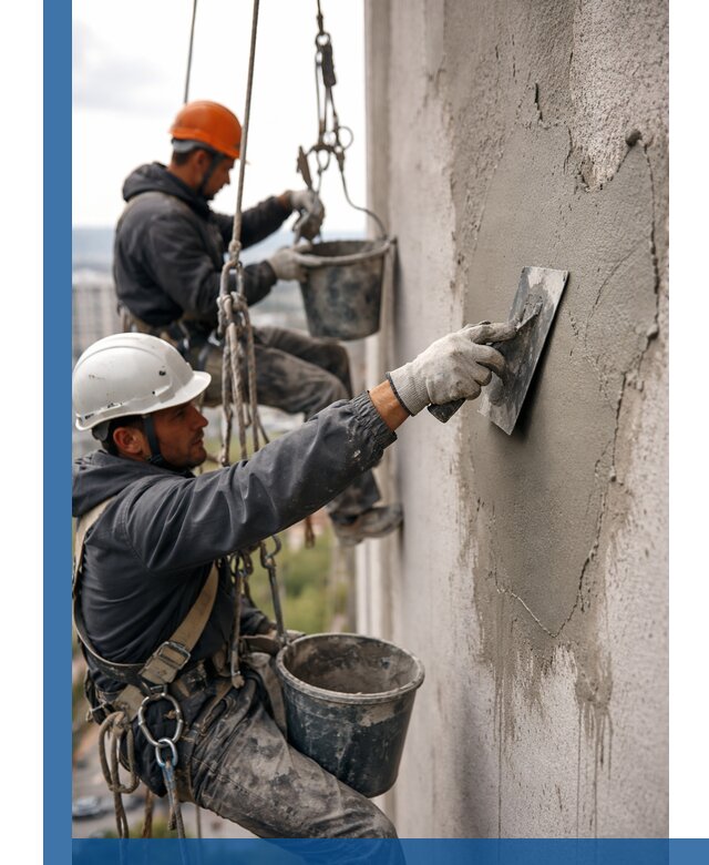 Штукатурка фасада на высоте в Лыткарине профессиональные работы