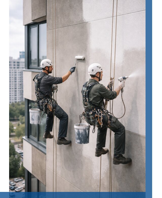 Покраска фасада альпинистами в Лыткарине от 307 р. | ВЫСОТНИК-Лтк