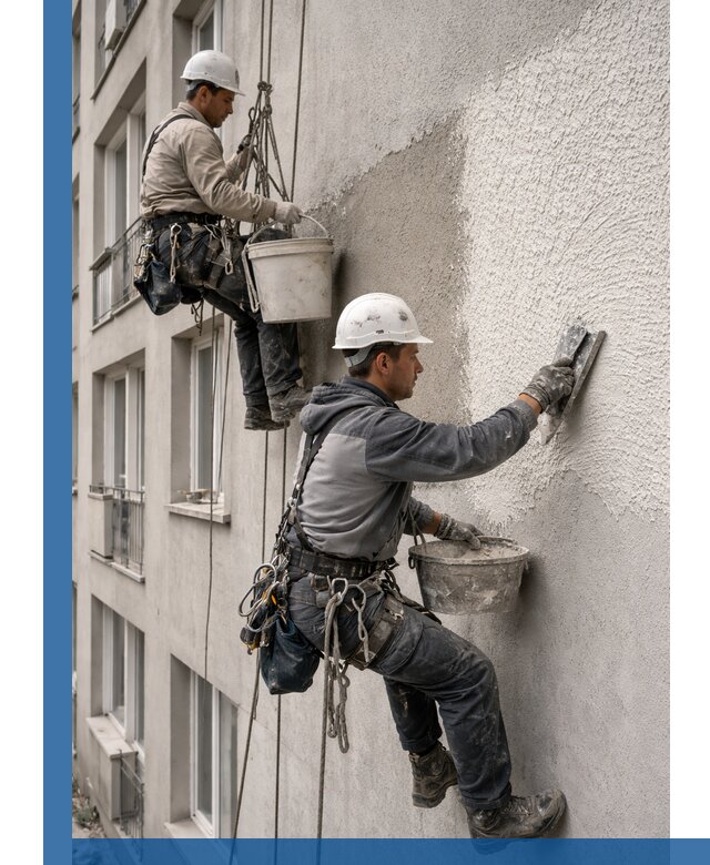 Нанесение декоративной штукатурки короед на фасад в Лыткарине