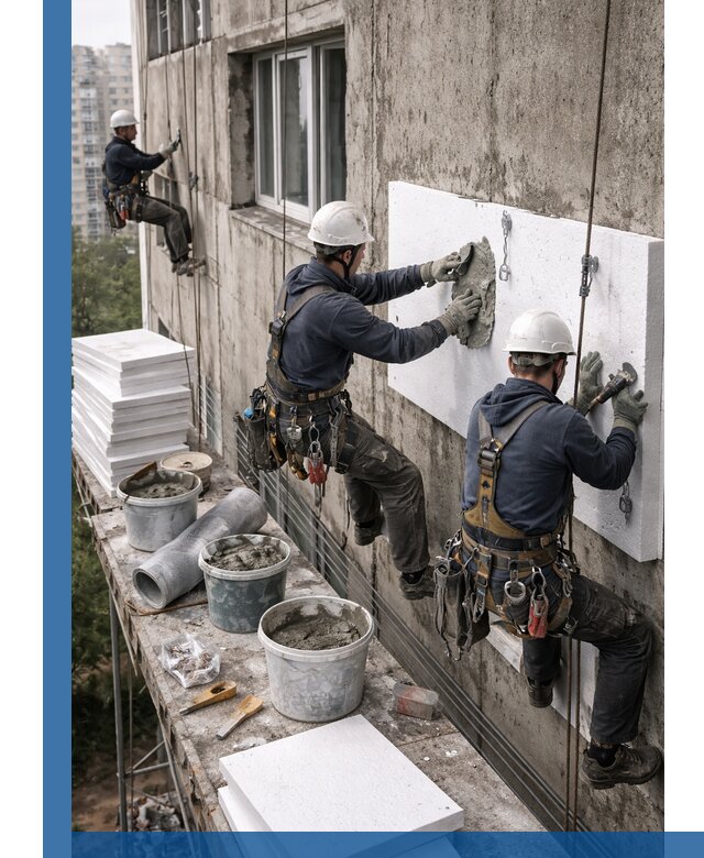 Утепление фасада пенополистиролом в Лыткарине под ключ