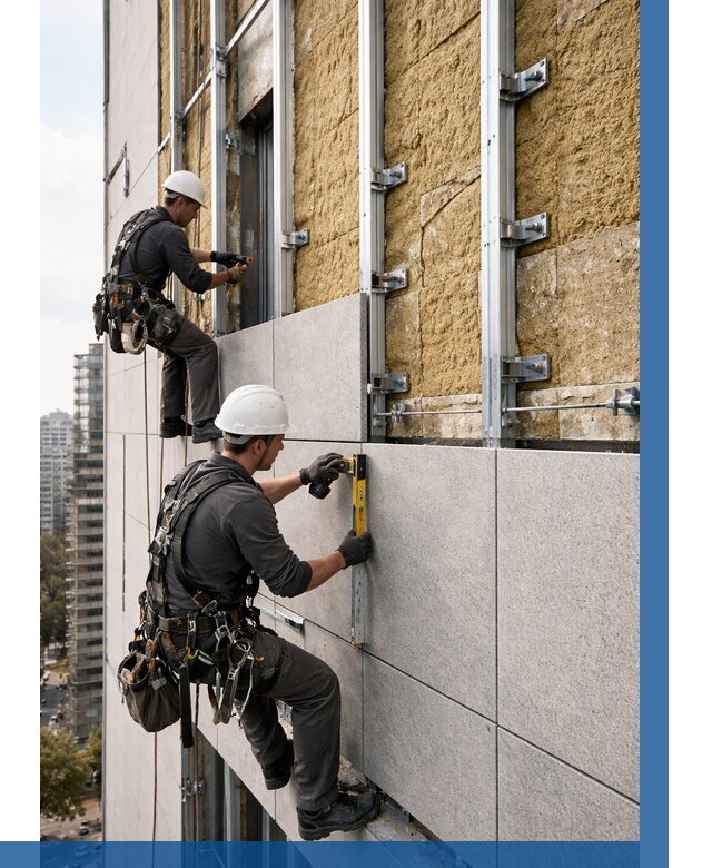 Монтаж вентилируемого фасада в Лыткарине от 3585 р. | ВЫСОТНИК-Лтк