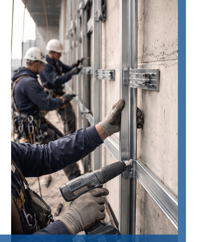 Монтаж подсистемы вентфасада в Лыткарине от 871 р. | ВЫСОТНИК-Лтк