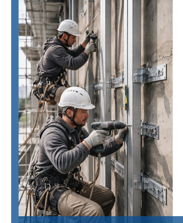 Монтаж и крепление подсистемы вентфасада в Лыткарине