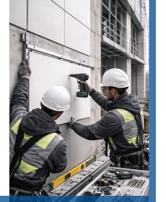 Монтаж композитных панелей фасада в Лыткарине от 2561 р. | ВЫСОТНИК-Лтк