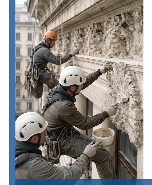 Реставрация фасадной лепнины с высотными работами в Лыткарине