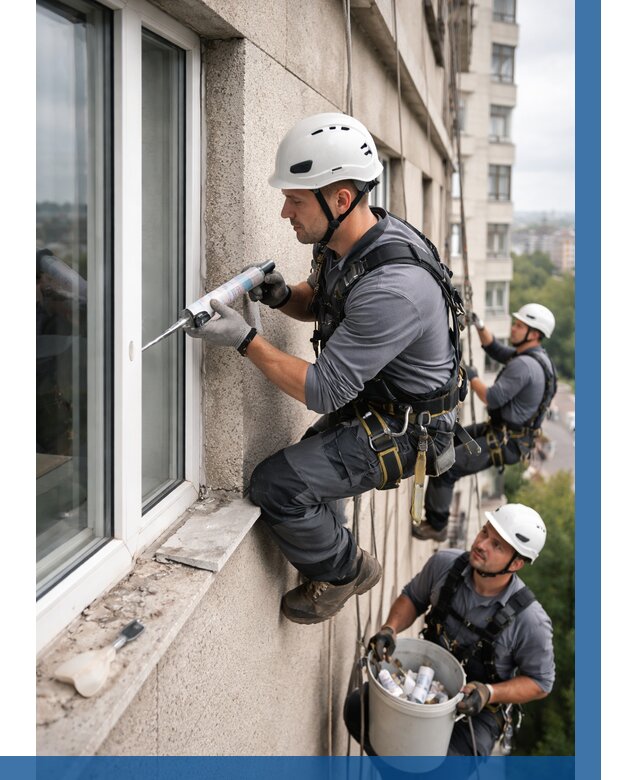 Герметизация оконных швов снаружи в Лыткарине от 1536 р. | ВЫСОТНИК-Лтк