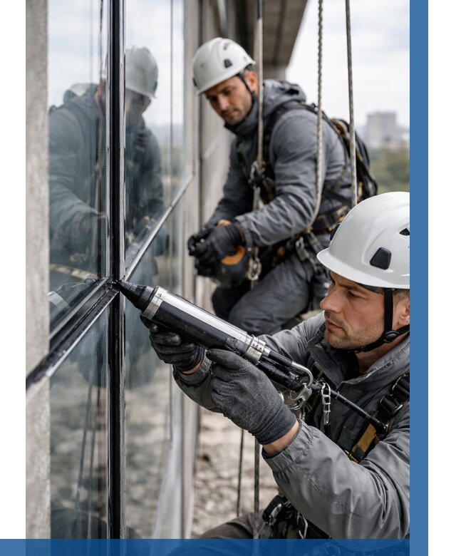 Герметизация витражных швов в Лыткарине от 666 р. | ВЫСОТНИК-Лтк