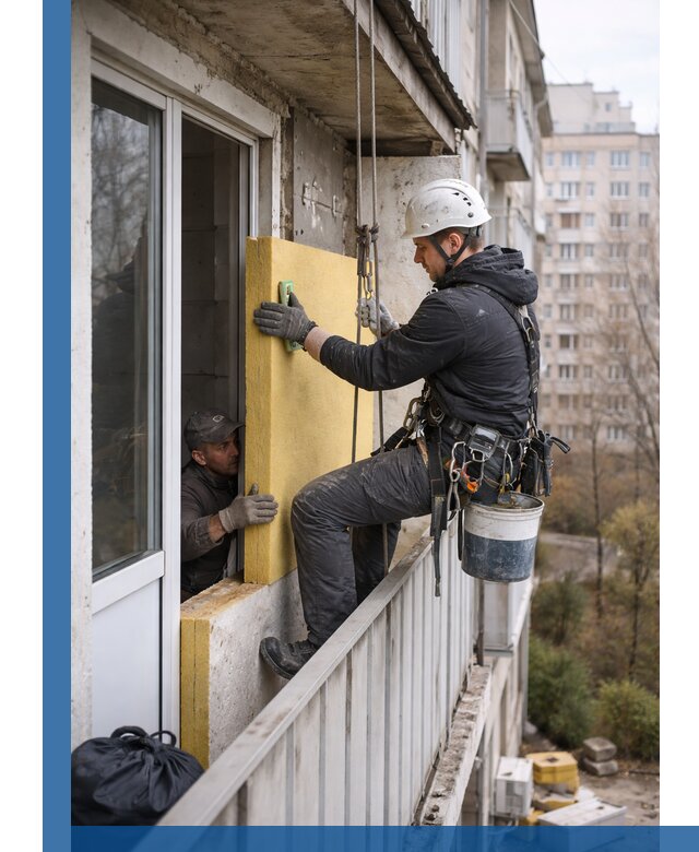 Профессиональное утепление балкона снаружи в Лыткарине под ключ
