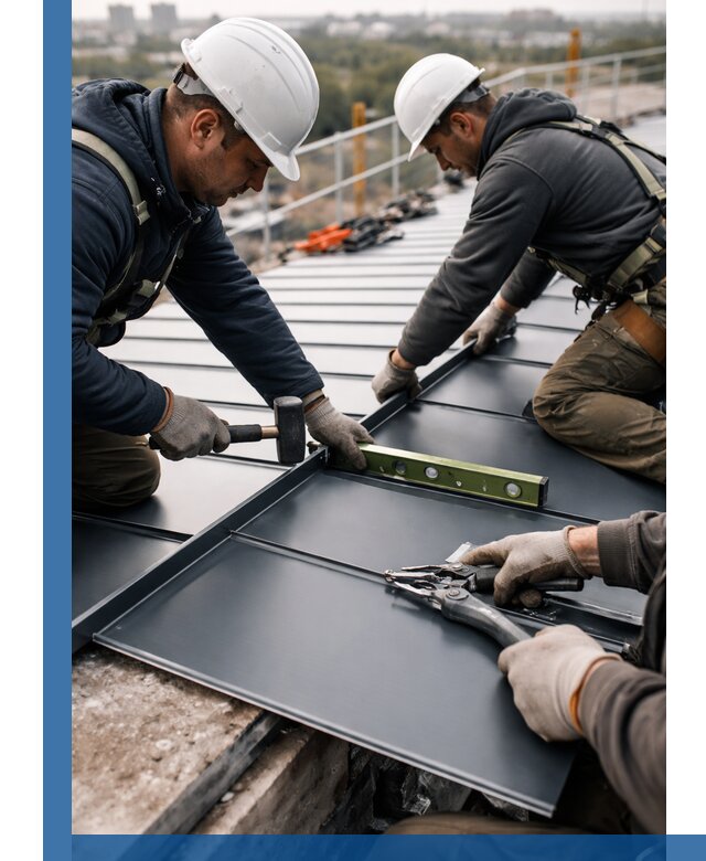 Монтаж фальцевой кровли в Лыткарине для промышленных зданий