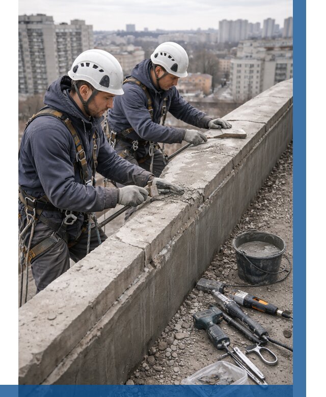 Ремонт парапета на кровле в Лыткарине от 1536 р. | ВЫСОТНИК-Лтк