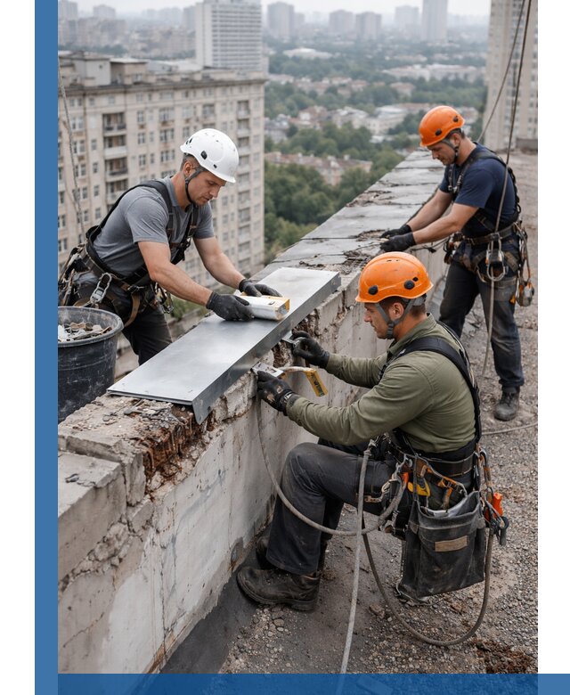 Ремонт парапета на кровле в Лыткарине, высотные работы с гарантией