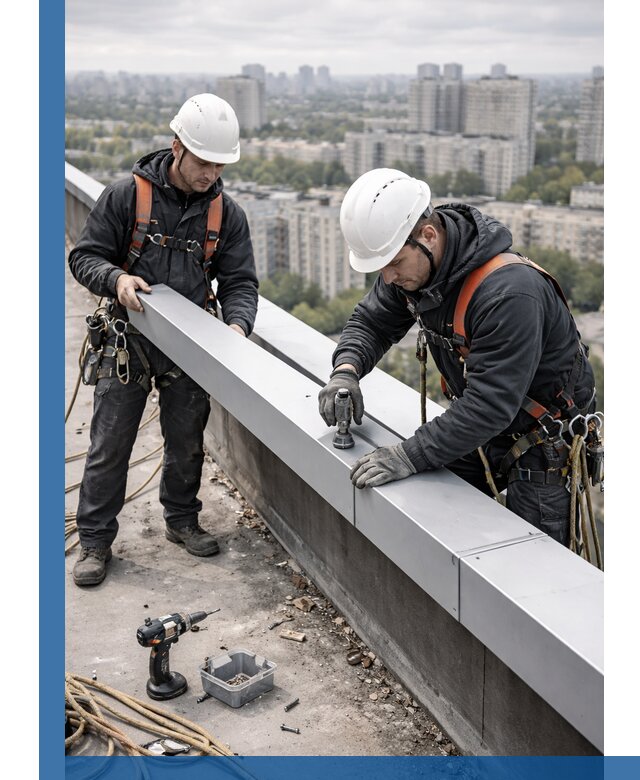 Монтаж парапетных крышек и ограждений кровли в Лыткарине