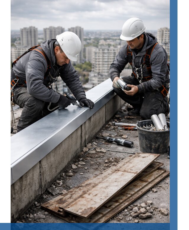 Замена парапетных крышек под ключ в Лыткарине от 1229 р. | ВЫСОТНИК-Лтк