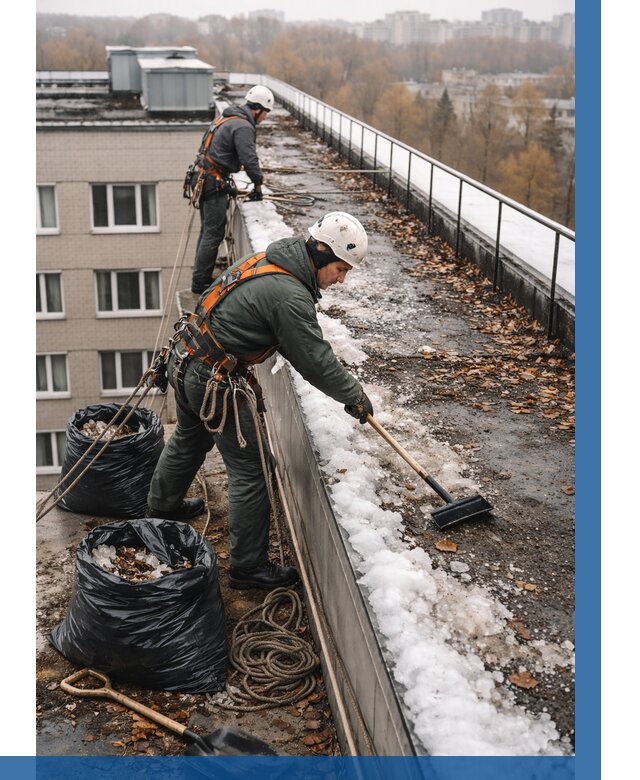 Очистка кровли по периметру в Лыткарине от 563 р. | ВЫСОТНИК-Лтк