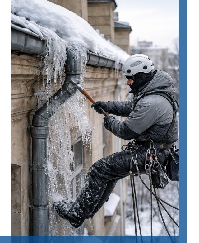 Очистка водостоков от льда в Лыткарине от 3585 р. | ВЫСОТНИК-Лтк