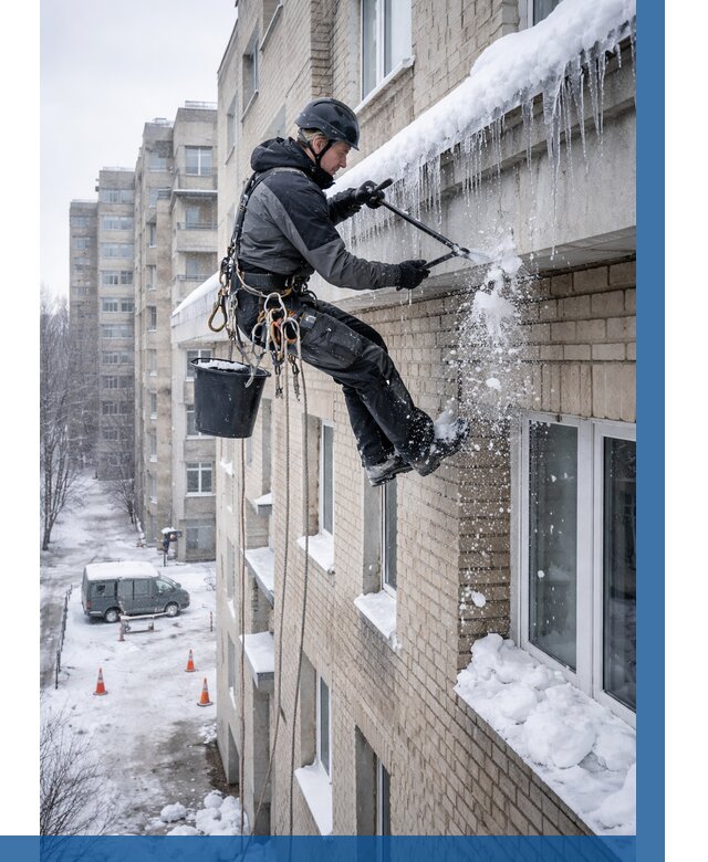 Удаление наледи с карнизов в Лыткарине от 359 р. | ВЫСОТНИК-Лтк