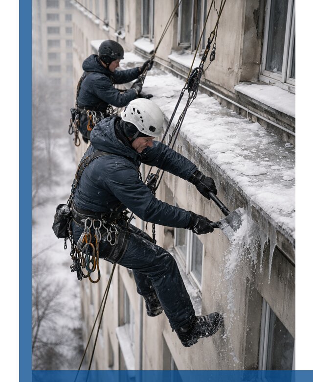 Удаление наледи и сосулек с карнизов в Лыткарине профессионально