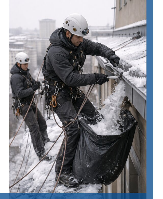 Аварийная очистка крыши в Лыткарине под ключ от 307 р. | ВЫСОТНИК-Лтк