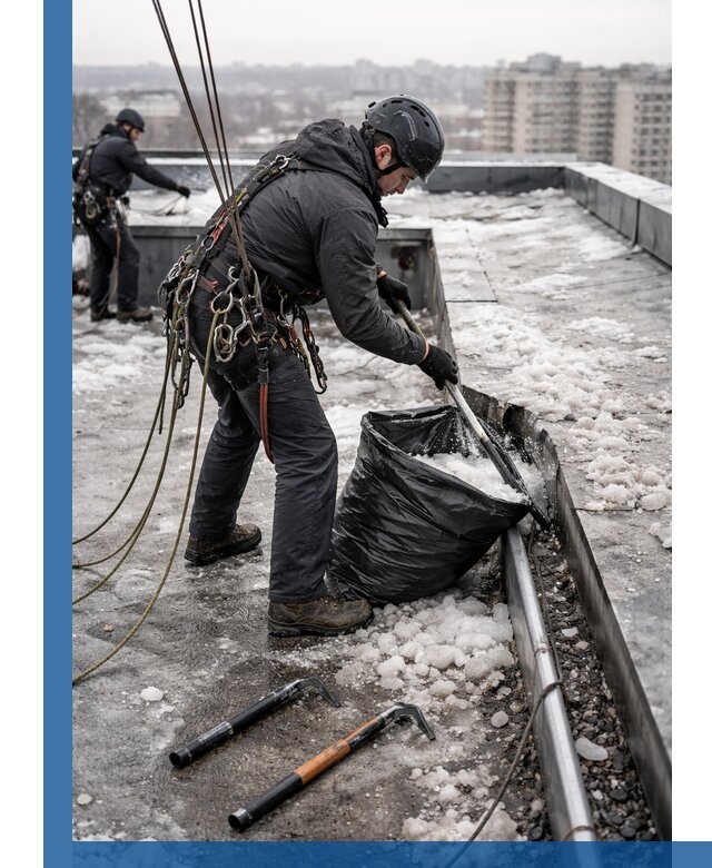 Аварийная очистка кровли в Лыткарине от промальпинистов