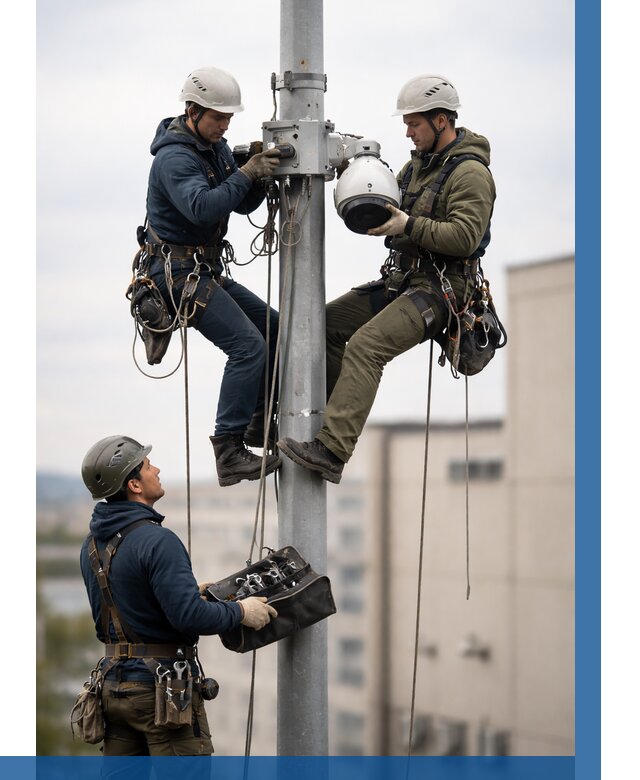 Установка видеокамер на мачте в Лыткарине от 8707 р. | ВЫСОТНИК-Лтк