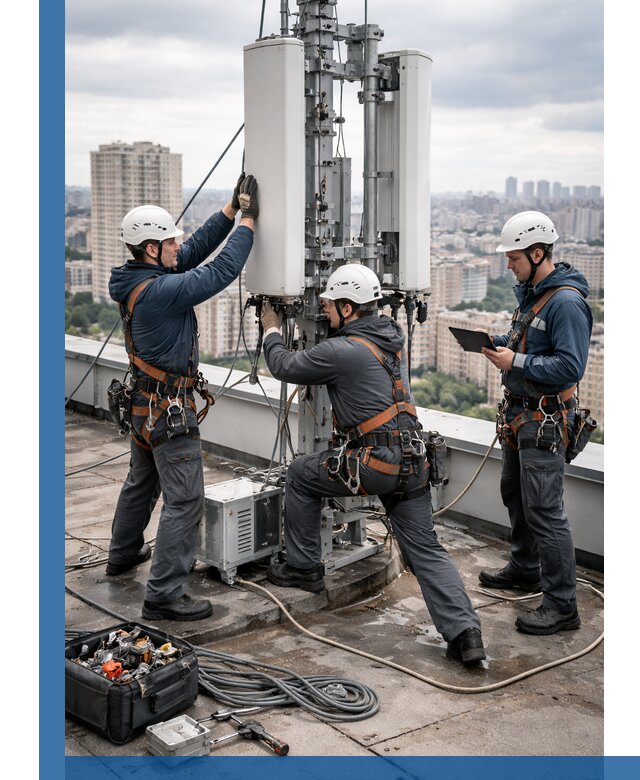 Монтаж антенн связи на крыше в Лыткарине с вводом в эксплуатацию