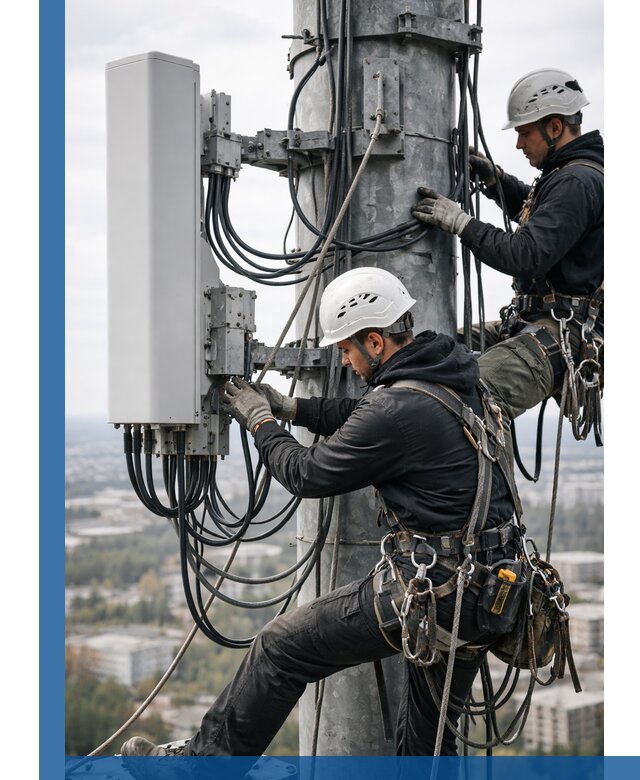 Монтаж оборудования связи на мачте в Лыткарине с пусконаладкой