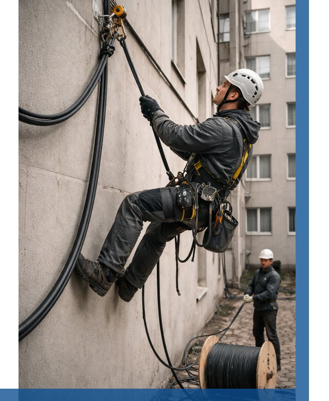 Протяжка кабеля питания на высоте в Лыткарине от 461 р. | ВЫСОТНИК-Лтк