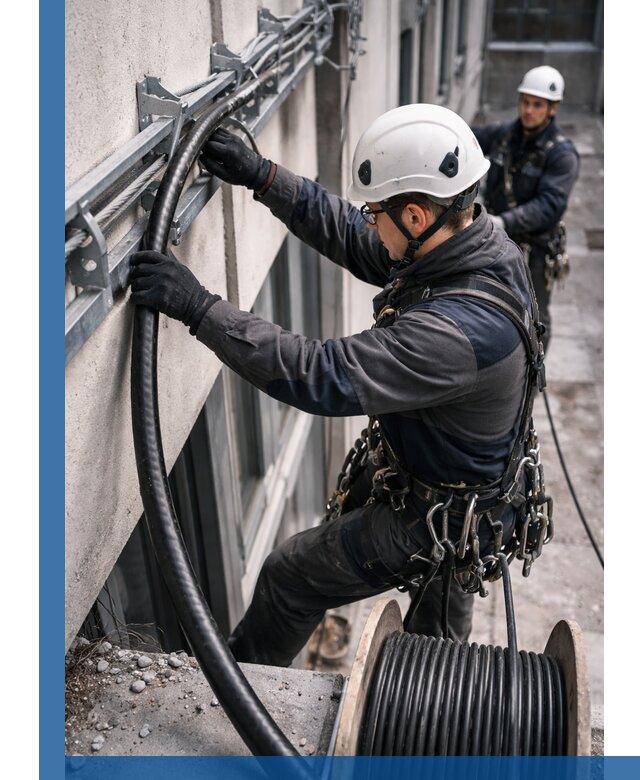 Протяжка кабеля питания на высоте в Лыткарине с гарантией безопасности и качества