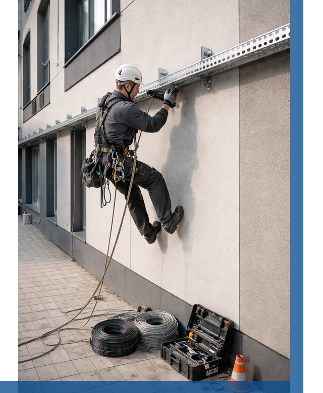 Монтаж кабельных лотков на фасаде в Лыткарине от 1229 р. | ВЫСОТНИК-Лтк