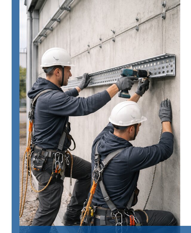 Монтаж кабельных лотков на фасаде зданий в Лыткарине с гарантией