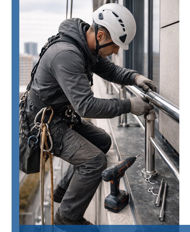 Монтаж ограждений на высоте в Лыткарине для зданий и конструкций