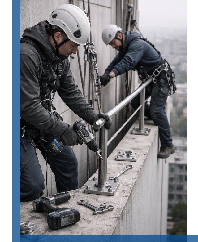 Монтаж перил на высоте в Лыткарине для жилых и промобъектов