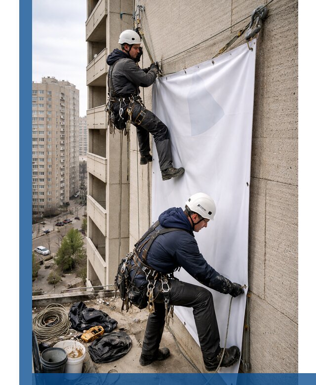 Профессиональный монтаж баннеров на фасаде в Лыткарине