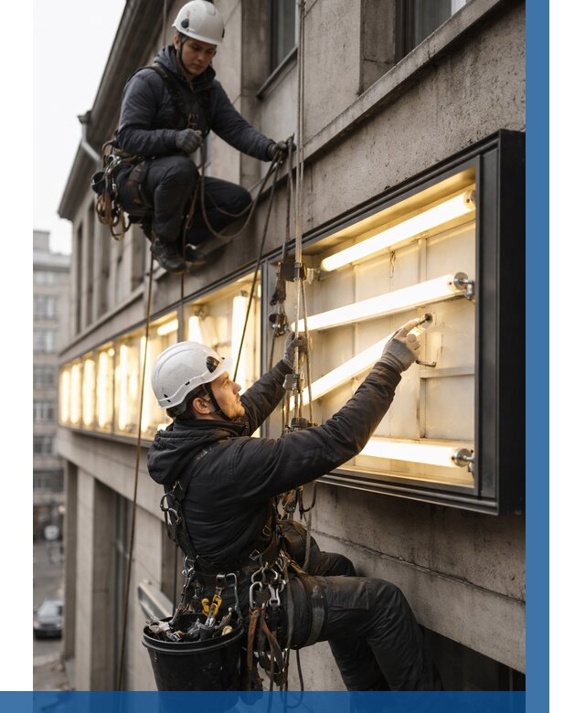 Замена ламп в вывеске в Лыткарине под ключ от 3585 р. | ВЫСОТНИК-Лтк