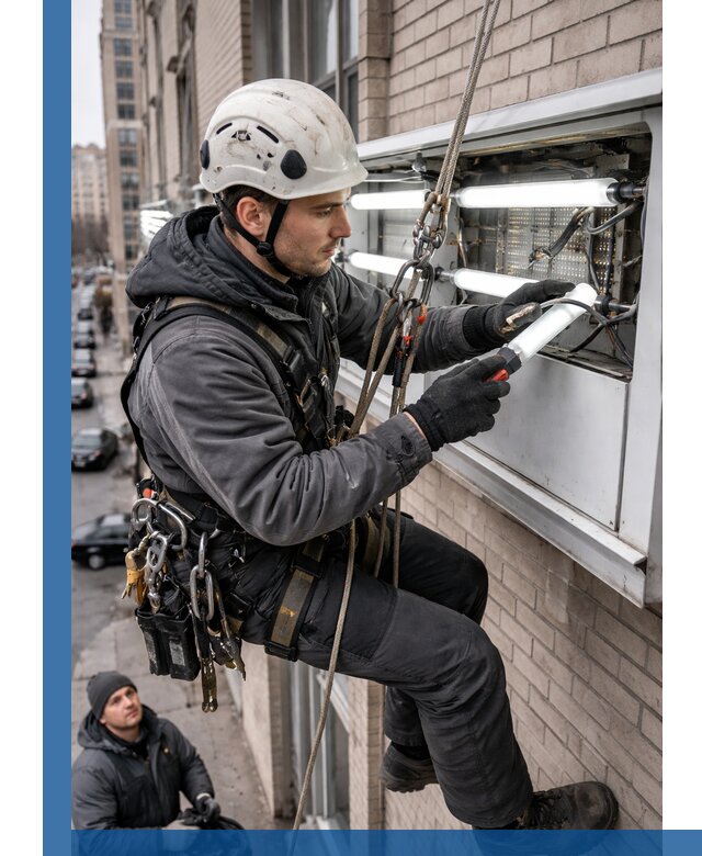 Профессиональная замена ламп в наружной вывеске в Лыткарине