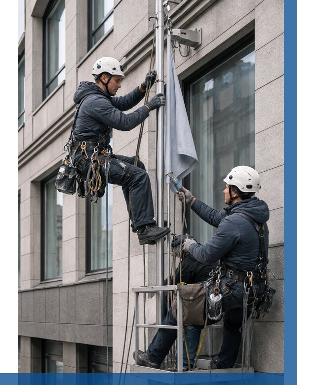 Установка флагов на фасаде в Лыткарине от 4609 р. | ВЫСОТНИК-Лтк