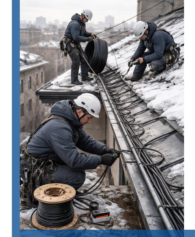 Монтаж греющего кабеля на кровле в Лыткарине под ключ