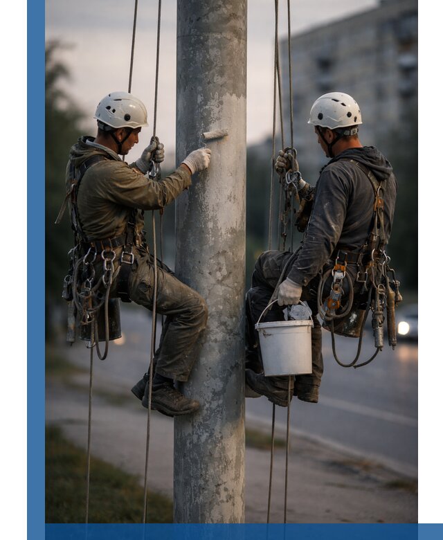 Покраска опор освещения и антикоррозийная защита в Лыткарине