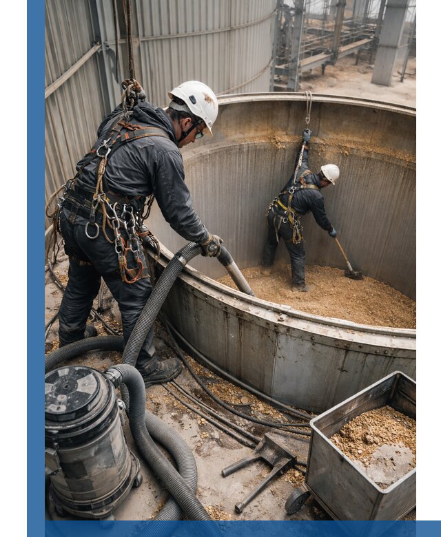 Профессиональная чистка зерновых бункеров в Лыткарине с выездом