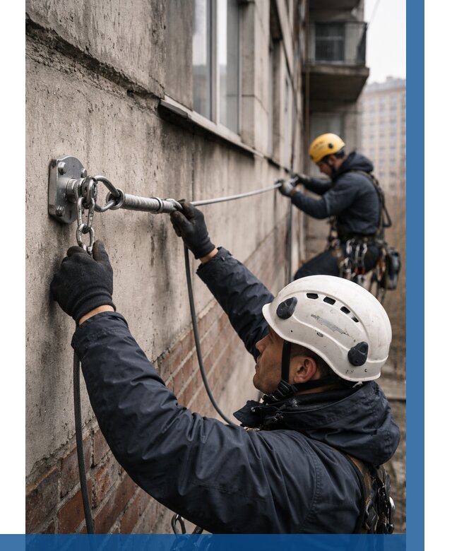 Монтаж анкерных линий в Лыткарине от 3073 р. | ВЫСОТНИК-Лтк