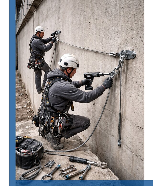 Монтаж анкерных линий высотной безопасности в Лыткарине